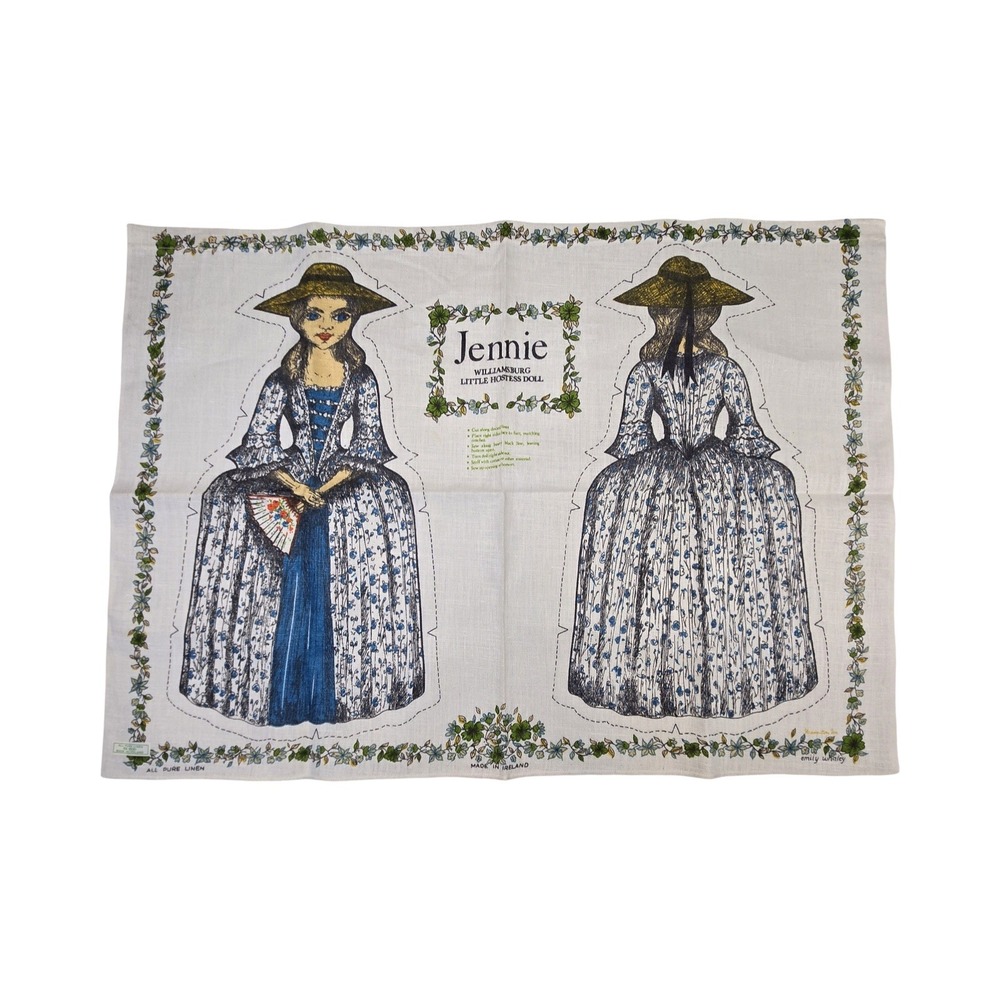Vintage Jennie Williamsburg Little Hostess Doll Irish Linen Pillow DIY 18 IN Sew
